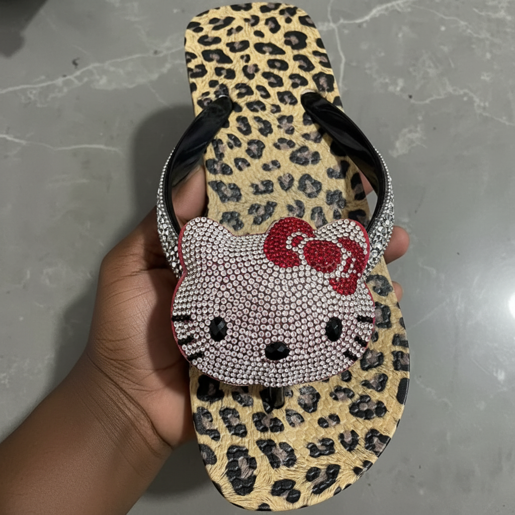 Diamond cheetah HK sandals