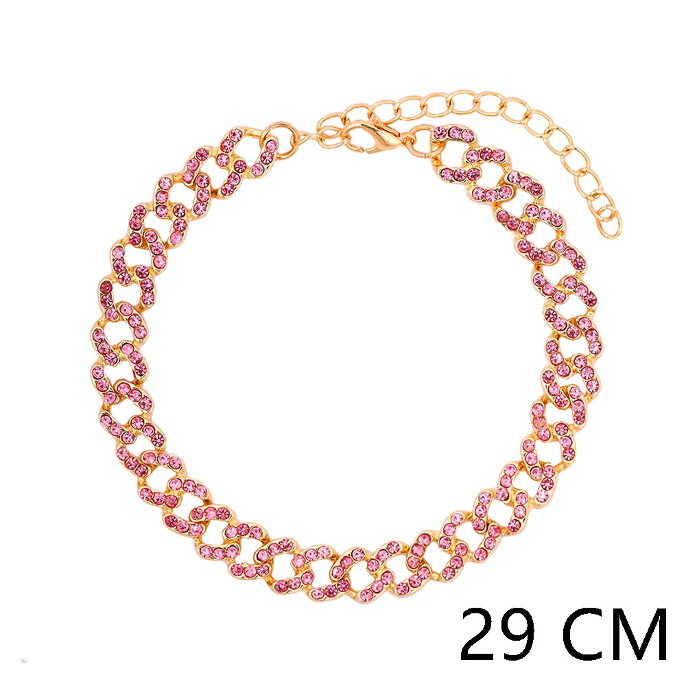 Butterfly Cuban Link Chain Rhinestone Anklet 🦋