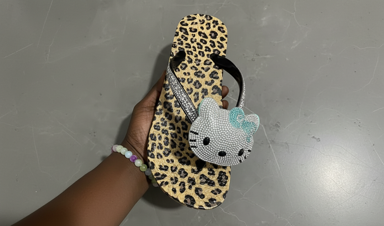 Diamond cheetah HK sandals