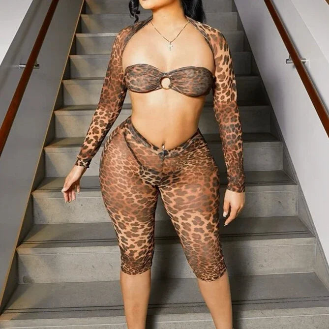 Leopard Print Sexy 3 piece set