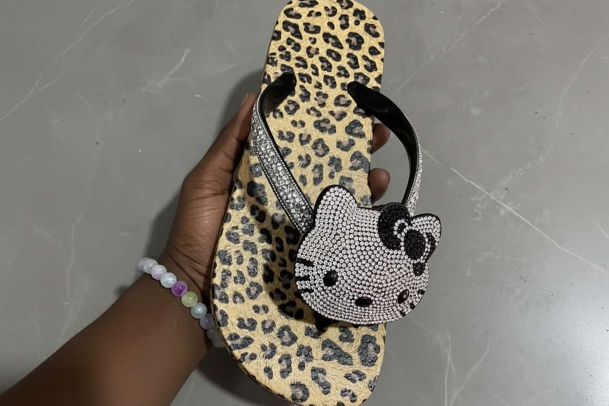 Diamond cheetah HK sandals