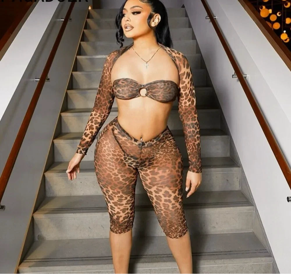 Leopard Print Sexy 3 piece set