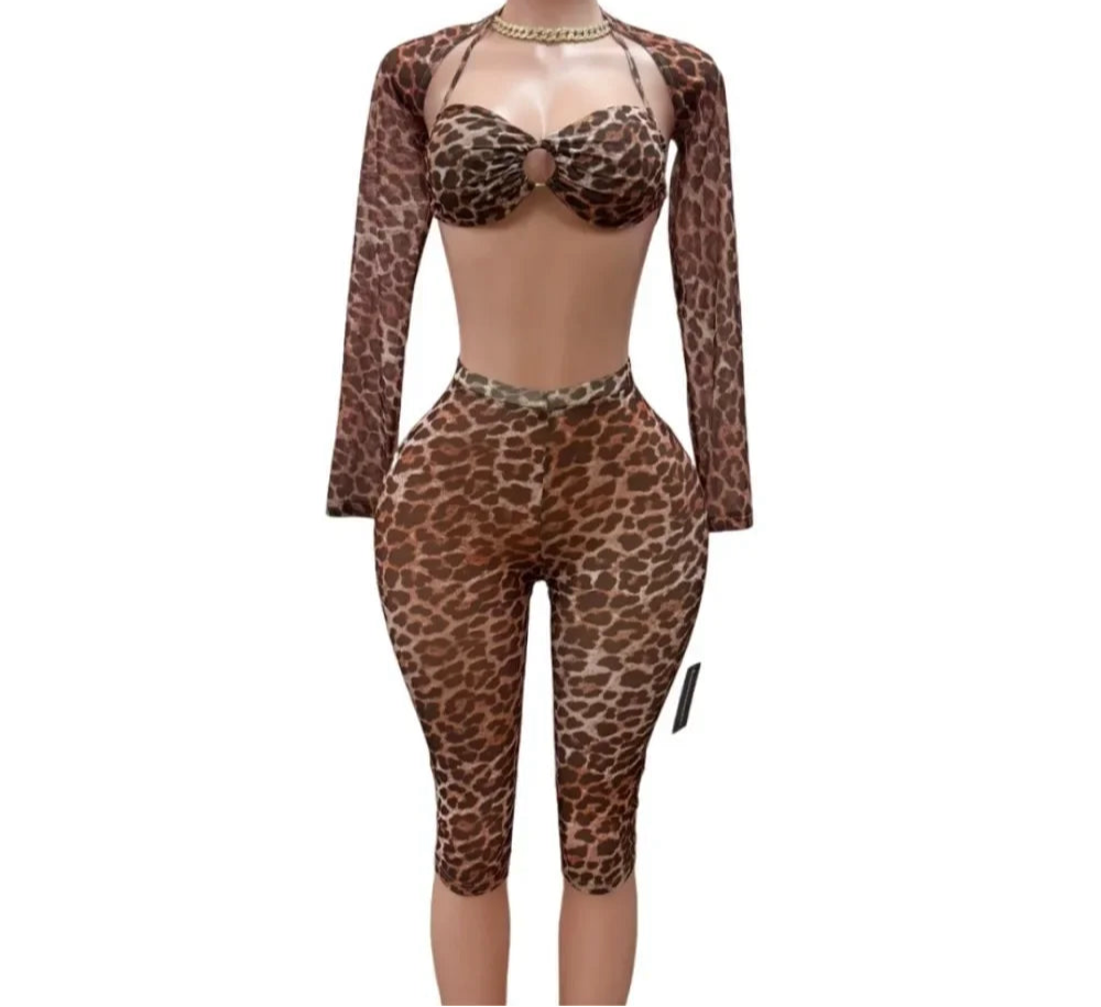 Leopard Print Sexy 3 piece set