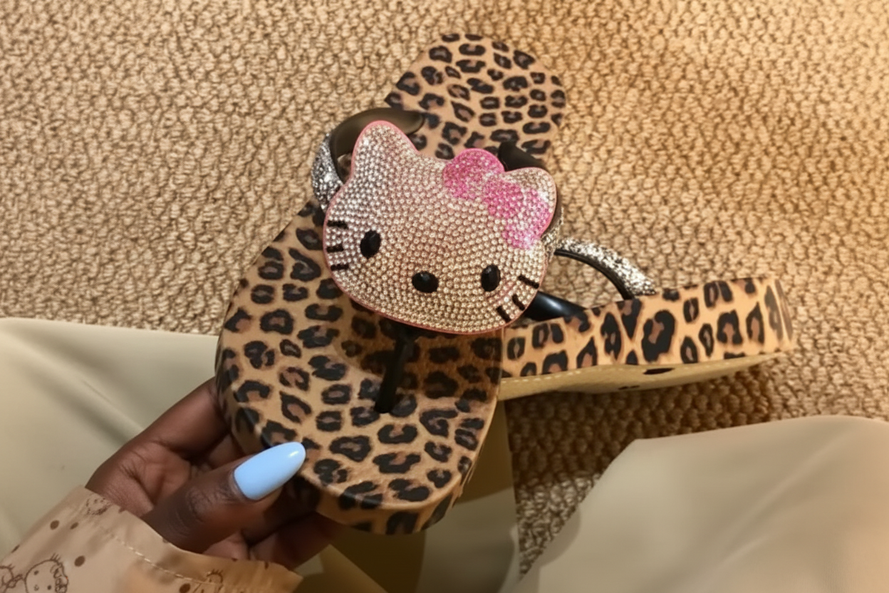 Diamond cheetah HK sandals