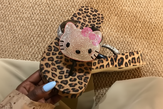 Diamond cheetah HK sandals