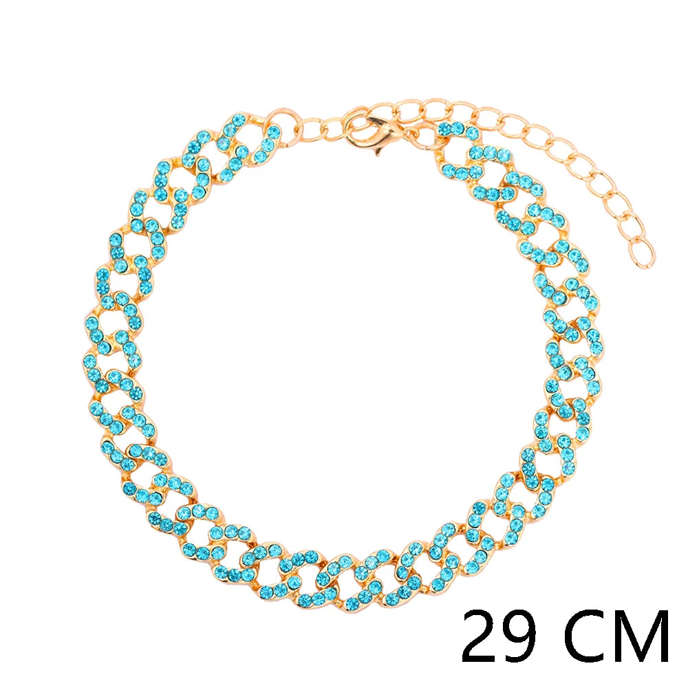 Butterfly Cuban Link Chain Rhinestone Anklet 🦋